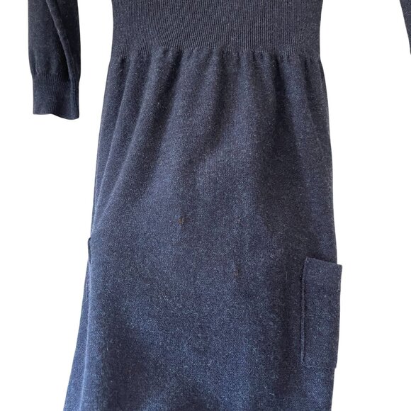 Sonia Rykiel Navy Merino Wool Long Sleeve Collared Sweater Dress Size S READ - Picture 7 of 9